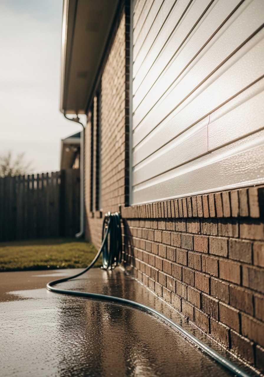 A close-up of professional craftsmanship on a Central home exterior, showing durability and attention to local standards.